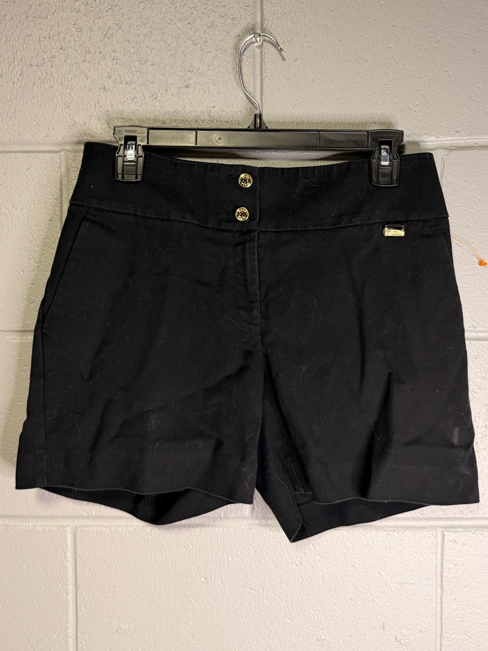 NWOT Anne Klein Black High-Waist Shorts with Gold Buttons/Details